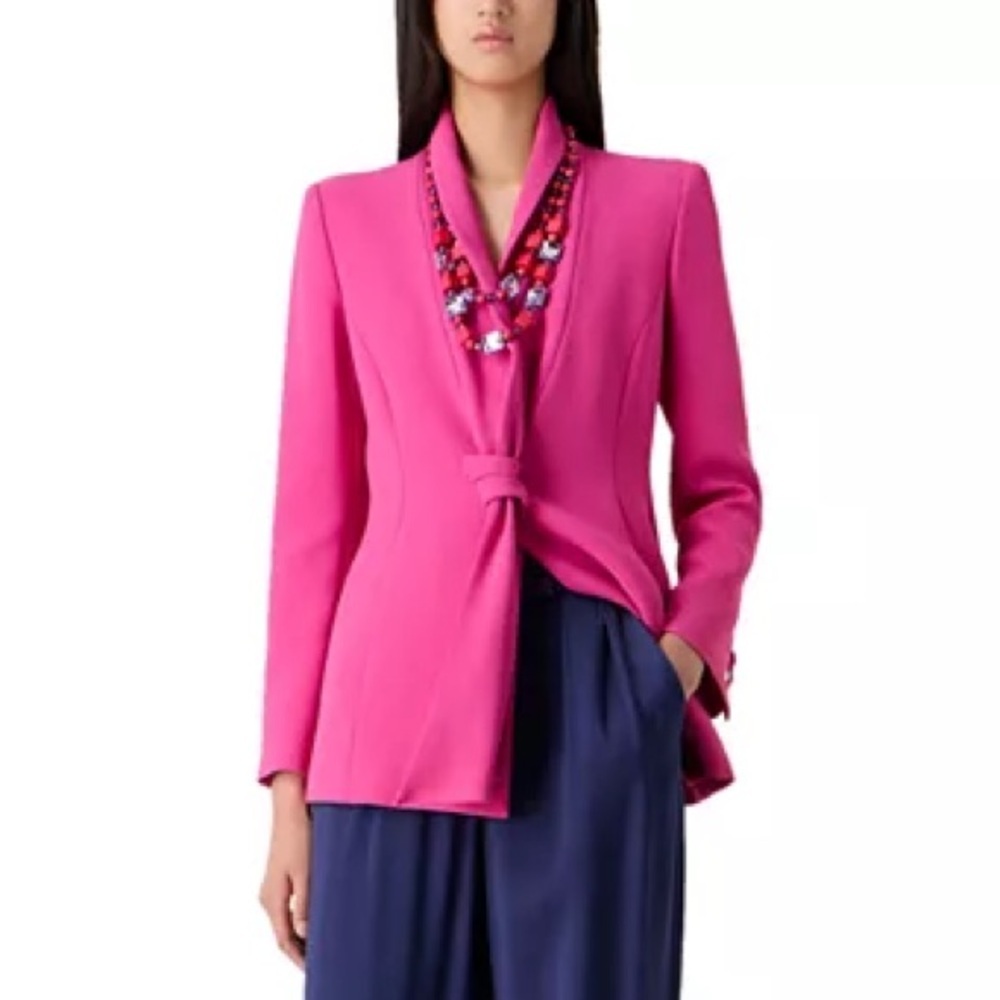Emporio Armani Knot-Front Fuchsia Crepe Cady Blazer Jacket Size 52/ US 16